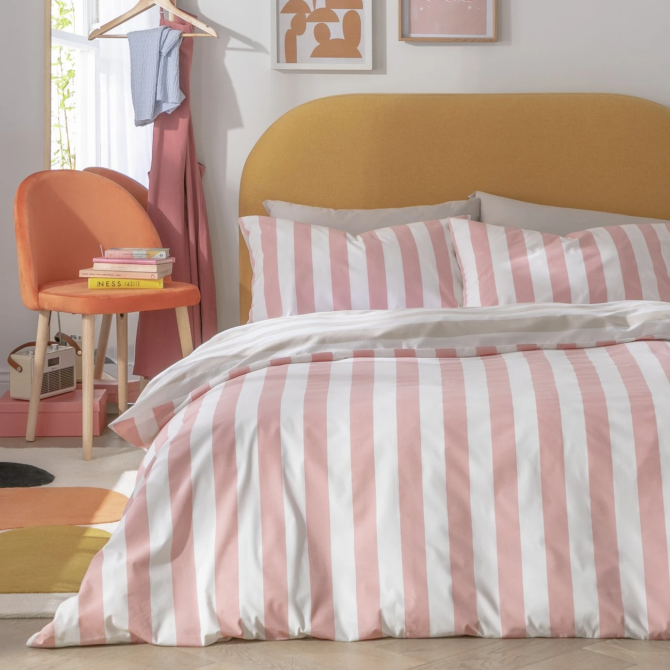 Habitat Summer Haze Stripe Pink Bedding Set - Single 3 Habitat Summer Haze Stripe Pink Bedding Set - Single