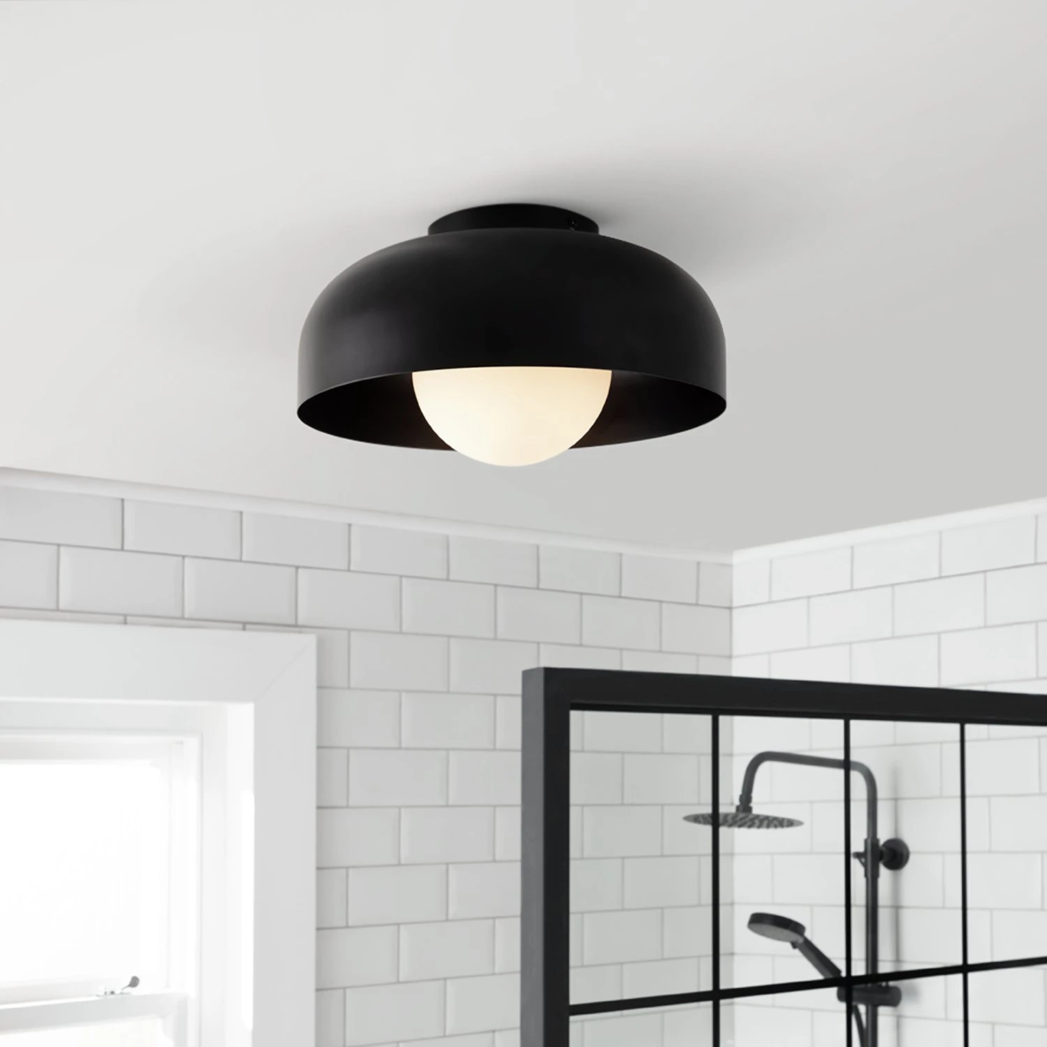 Habitat Modern Globe Metal Bathroom Ceiling Light - Black 3 Habitat Modern Globe Metal Bathroom Ceiling Light - Black