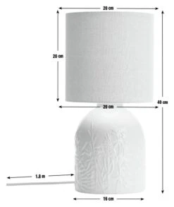 Habitat Embossed Floral Ceramic Table Lamp - Off White -Habitat 1233656 R E001