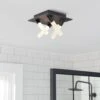 Habitat Metal 4 Light LED Bathroom Flush Ceiling Light-Black 1 Habitat Metal 4 Light LED Bathroom Flush Ceiling Light-Black -Habitat 1233687 R Z001A