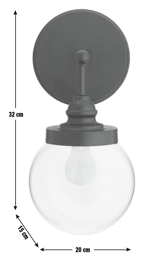 Habitat Globe Metal Bathroom Wall Light - Black 5 Habitat Globe Metal Bathroom Wall Light - Black - Image 3