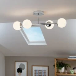 Habitat Metal 4 Light Bathroom Flush Ceiling Light - Chrome 13 Habitat Metal 4 Light Bathroom Flush Ceiling Light - Chrome -Habitat 1233807 R Z002C