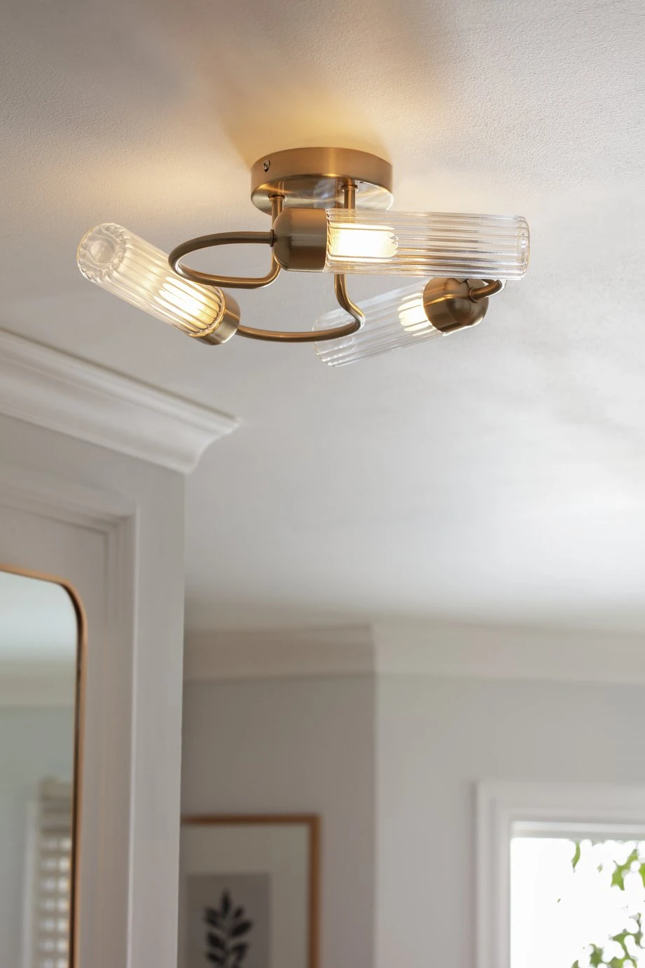 Habitat Ribbed Metal 3 Light Bathroom Ceiling Light - Gold 8 Habitat Ribbed Metal 3 Light Bathroom Ceiling Light - Gold - Image 6