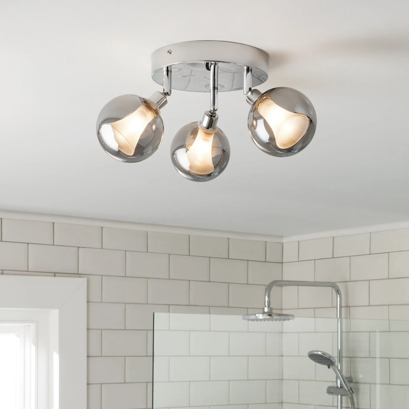 Habitat Globe Metal Bathroom Flush To Ceiling Light - Silver 3 Habitat Globe Metal Bathroom Flush To Ceiling Light - Silver