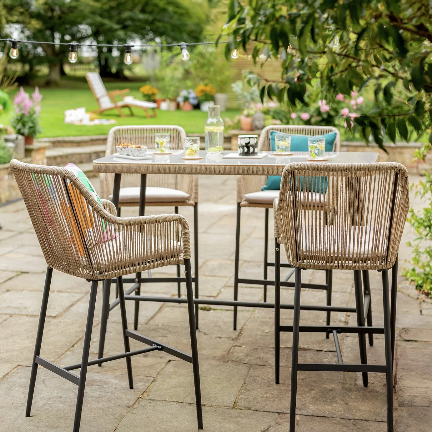 Habitat Malta 4 Seater Rattan Effect Garden Bar Set -Natural 5 Habitat Malta 4 Seater Rattan Effect Garden Bar Set -Natural - Image 3