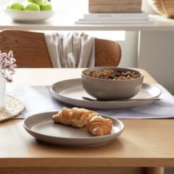 Habitat Mushroom 12 Piece Stoneware Dinner Set - Mushroom -Habitat 1341108 R Z001C