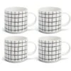 Habitat Grid Set Of 4 Mugs - White -Habitat 1402944 R Z001A