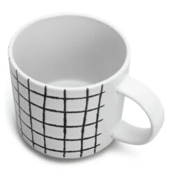 Habitat Grid Set Of 4 Mugs - White -Habitat 1402944 R Z004A