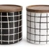 Habitat Grid Pack Of 2 Ceramic Canister - Black And White 1 Habitat Grid Pack Of 2 Ceramic Canister - Black And White -Habitat 1975402 R Z001A