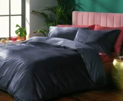 Habitat Plain Velvet Navy Bedding Set - Double 12 Habitat Plain Velvet Navy Bedding Set - Double -Habitat 2063241 R Z004A