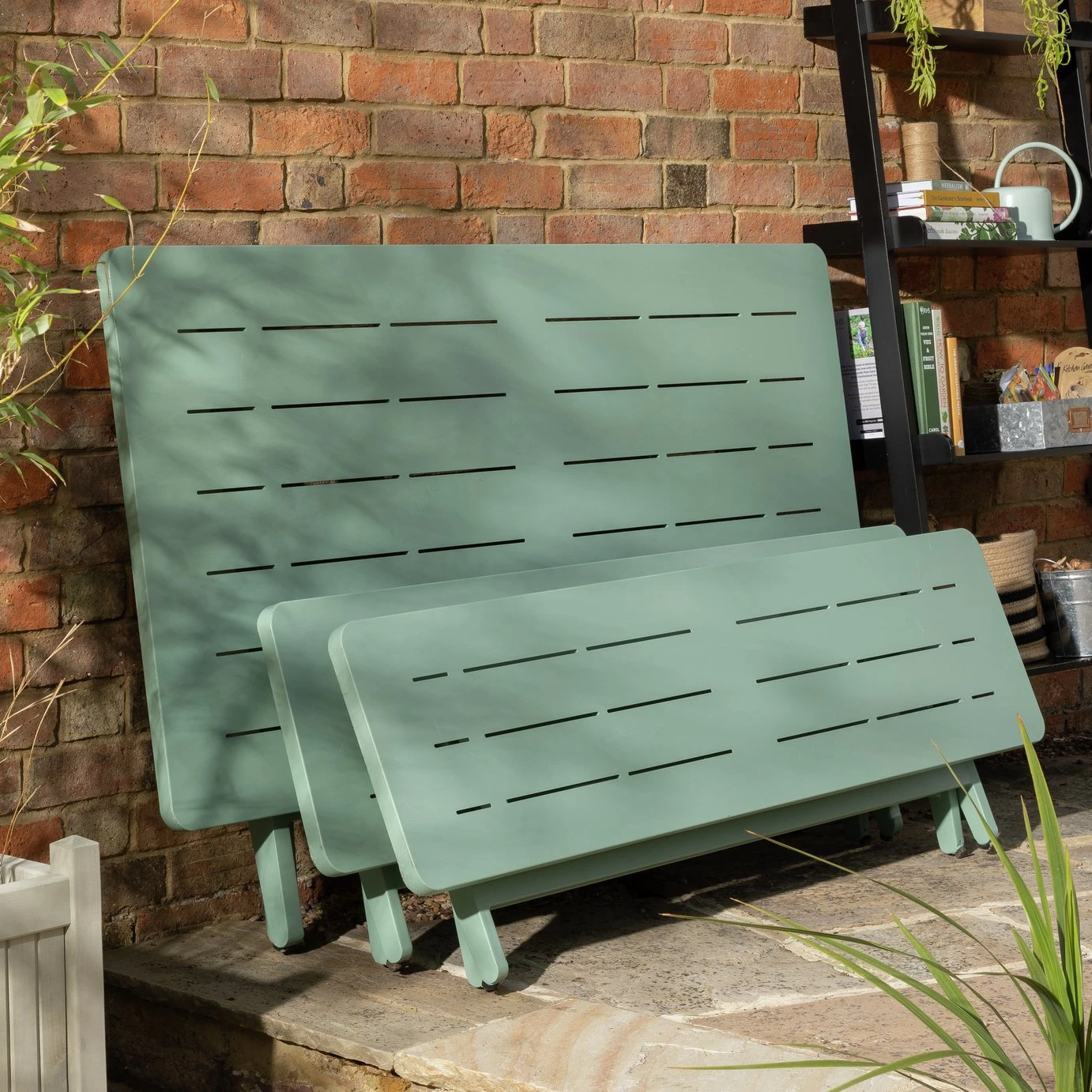 Habitat Folding 4 Seater Steel Dining Set - Green 11 Habitat Folding 4 Seater Steel Dining Set - Green - Image 9