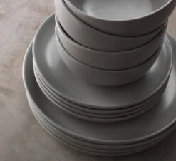 Habitat 12 Piece Stoneware Dinner Set - Matt Grey -Habitat 2151768 R Z003C