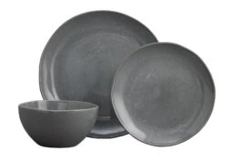 Habitat 12 Piece Stoneware Dinner Set - Grey