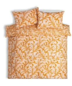 Habitat Cotton Linear Leaf Print Yellow Bedding Set- Single -Habitat 2208972 R Z002A
