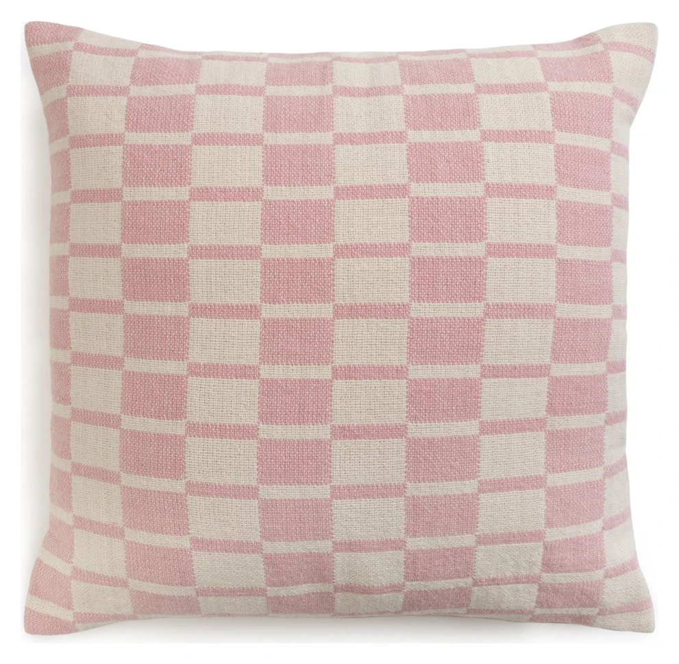 Habitat Checker Board Cushion - White & Pink - 43x43cm 6 Habitat Checker Board Cushion - White & Pink - 43x43cm - Image 4