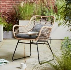 Habitat Ross Rattan Effect Garden Chair - Natural -Habitat 3412688 R Z001C