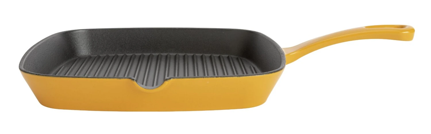 Habitat Global 23cm Cast Iron Griddle Pan - Yellow 3 Habitat Global 23cm Cast Iron Griddle Pan - Yellow