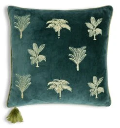 Habitat Embroidered Palm Cushion - Green -43X43cm -Habitat 3989290 R Z002A