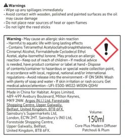 Habitat 150ml Scented Diffuser - Patchouli & Plum -Habitat 4336990 R Z011A