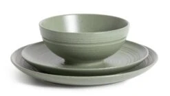 Habitat Textured Ripple 12 Piece Stoneware Dinner Set - Sage -Habitat 4353492 R Z002A
