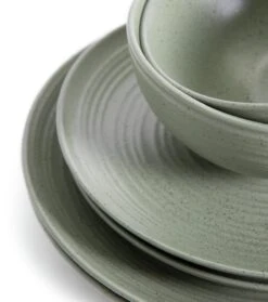 Habitat Textured Ripple 12 Piece Stoneware Dinner Set - Sage -Habitat 4353492 R Z005A