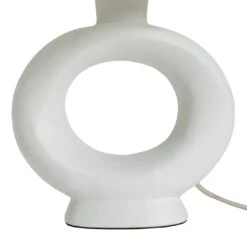 Habitat Nels Large Circle Ceramic Table Lamp - White & Beige -Habitat 5022887 R Z004A