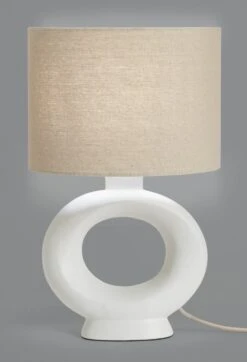Habitat Nels Large Circle Ceramic Table Lamp - White & Beige -Habitat 5022887 R Z005A