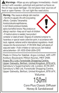 Habitat 150ml Scented Diffuser - Honey & Sandalwood 11 Habitat 150ml Scented Diffuser - Honey & Sandalwood -Habitat 6828303 R Z011A