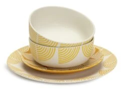 Habitat Block Print 12 Piece Stoneware Dinner Set - Yellow 11 Habitat Block Print 12 Piece Stoneware Dinner Set - Yellow -Habitat 7040575 R Z002A