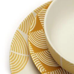 Habitat Block Print 12 Piece Stoneware Dinner Set - Yellow 12 Habitat Block Print 12 Piece Stoneware Dinner Set - Yellow -Habitat 7040575 R Z005A