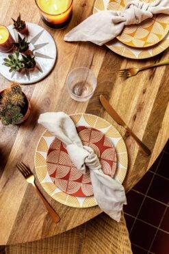 Habitat Block Print 12 Piece Stoneware Dinner Set - Yellow 13 Habitat Block Print 12 Piece Stoneware Dinner Set - Yellow -Habitat 7040575 R Z005C