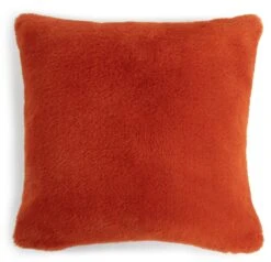 Habitat Plain Faux Fur Cushion - Burnt Orange - 43X43cm -Habitat 7048663 R Z002A