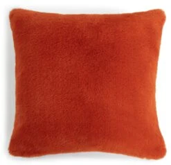 Habitat Plain Faux Fur Cushion - Burnt Orange - 43X43cm -Habitat 7048663 R Z003A