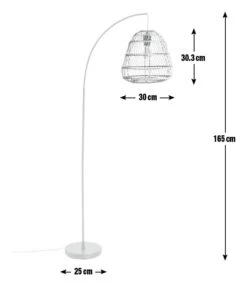 Habitat Rattan Arc Floor Lamp - Cream And Black -Habitat 8024789 R Z017A