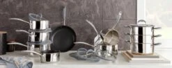 Habitat 5 Piece Stainless Steel With Silicone Rim Pan Set -Habitat 8042785 R Z002C