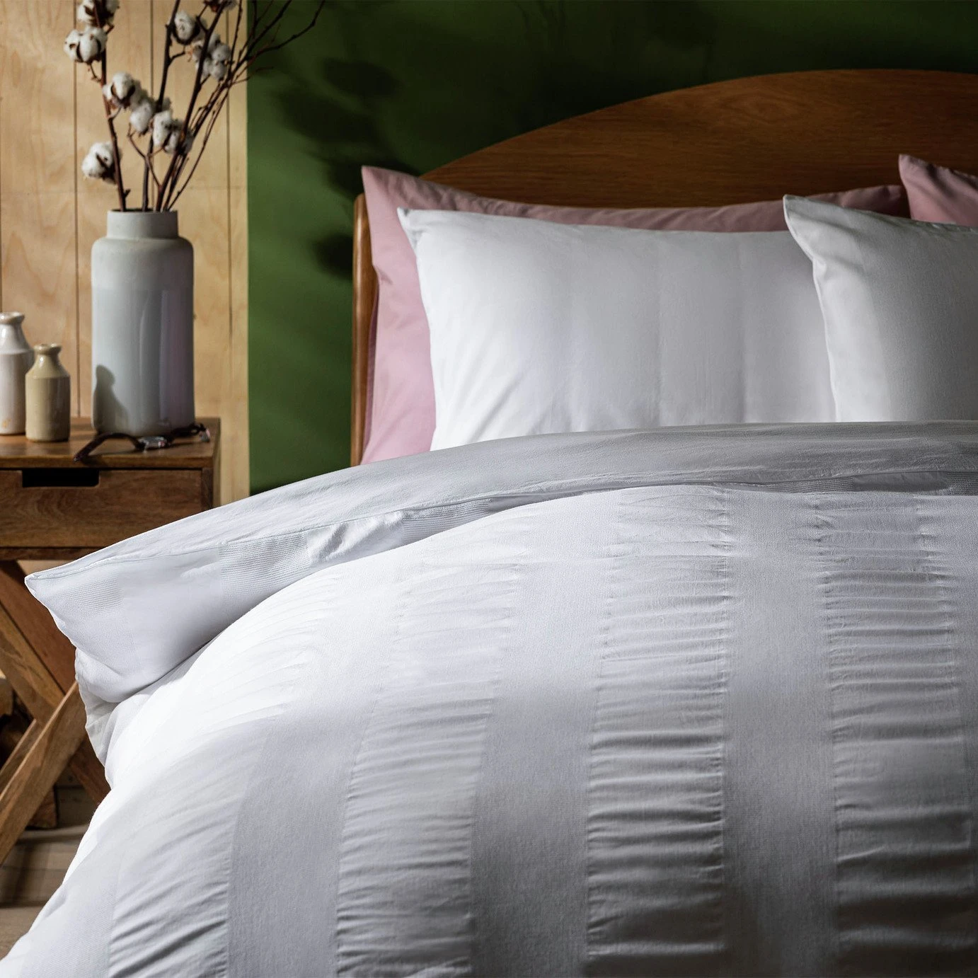 Habitat Cotton 300TC Waffle Striped White Bedding Set-Double 3 Habitat Cotton 300TC Waffle Striped White Bedding Set-Double