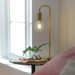 Habitat Rayner Steel LED Table Lamp - Brass
