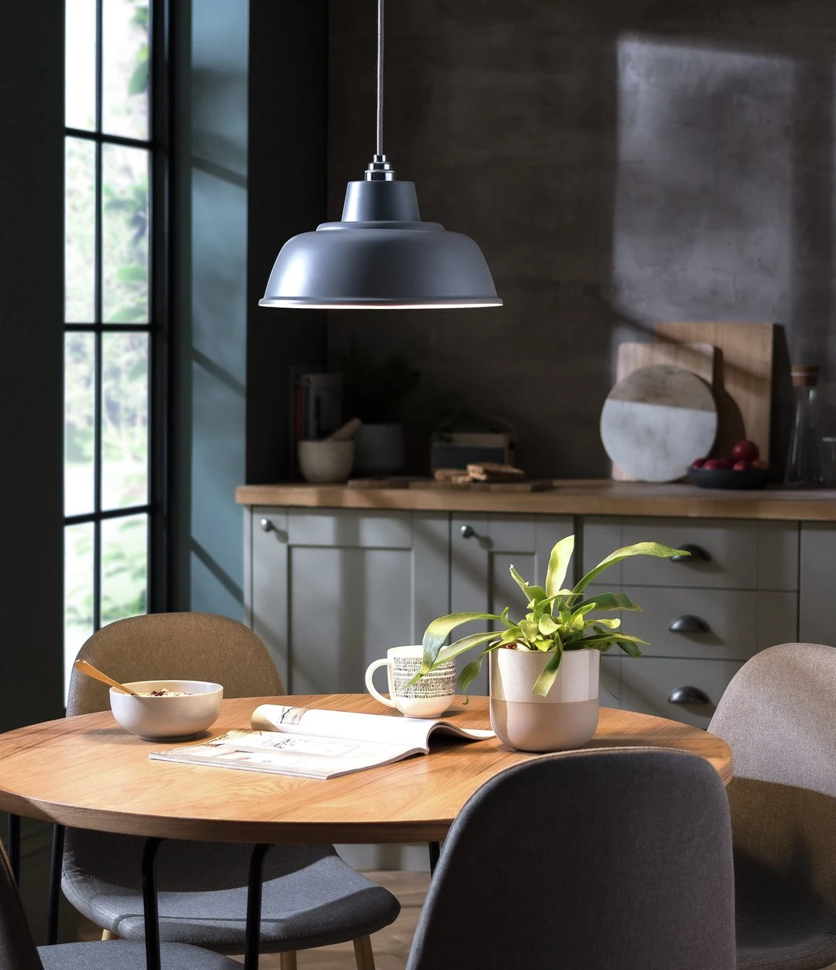 Habitat Core Metal Pendant Shade - Flint Grey 4 Habitat Core Metal Pendant Shade - Flint Grey - Image 2