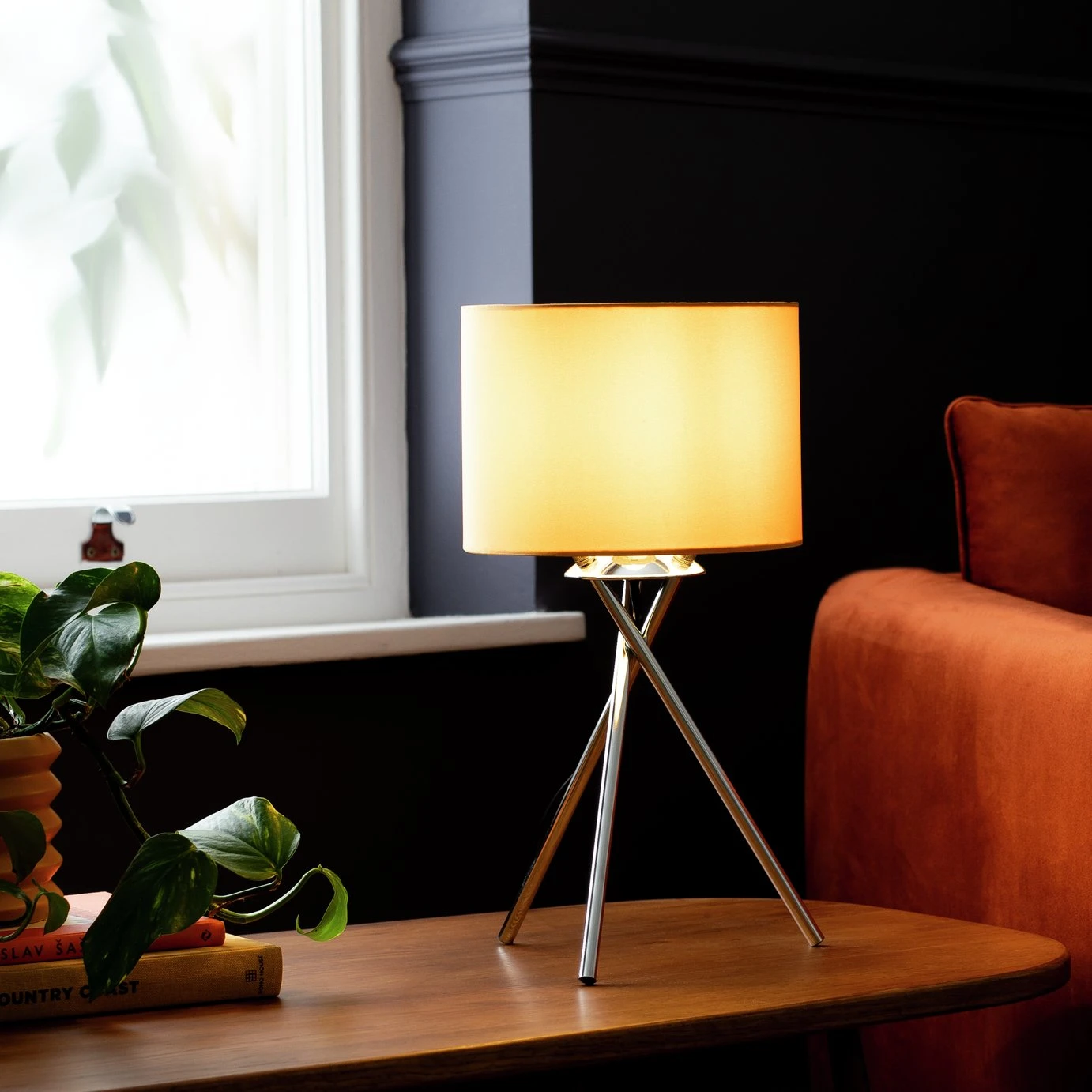 Habitat Tripod Table Lamp - Mustard And Chrome 4 Habitat Tripod Table Lamp - Mustard And Chrome - Image 2