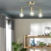 Habitat Rayner Steel 3 Light LED Flush Ceiling Light - Brass -Habitat 9048946 R Z001A