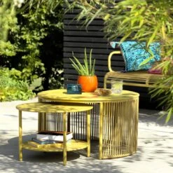 Habitat Ipanema Metal Garden Coffee Table - Yellow -Habitat 9197495 R Z001C