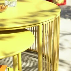 Habitat Ipanema Metal Garden Coffee Table - Yellow -Habitat 9197495 R Z003C
