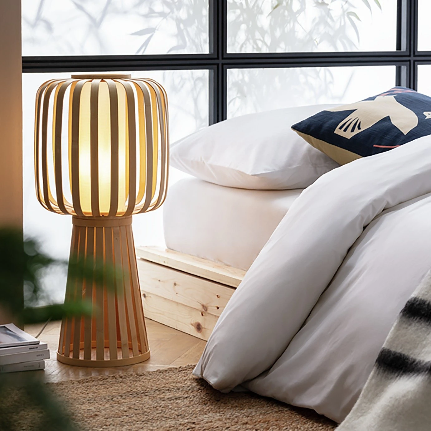 Habitat Achille Bamboo Table Lamp - Natural & White 3 Habitat Achille Bamboo Table Lamp - Natural & White