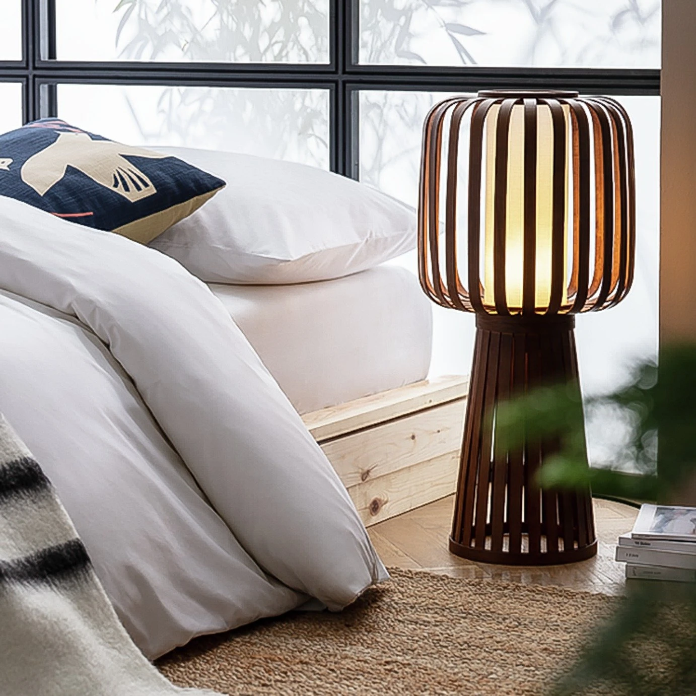 Habitat Achille Bamboo Table Lamp - Walnut & White 3 Habitat Achille Bamboo Table Lamp - Walnut & White