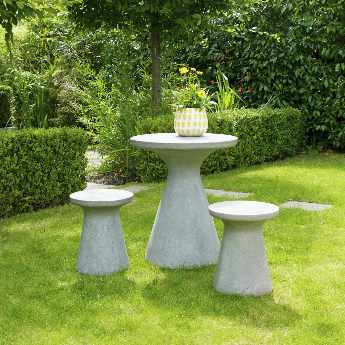 Habitat Milton 2 Seater Fibrestone Garden Bistro Set - Grey 4 Habitat Milton 2 Seater Fibrestone Garden Bistro Set - Grey - Image 2