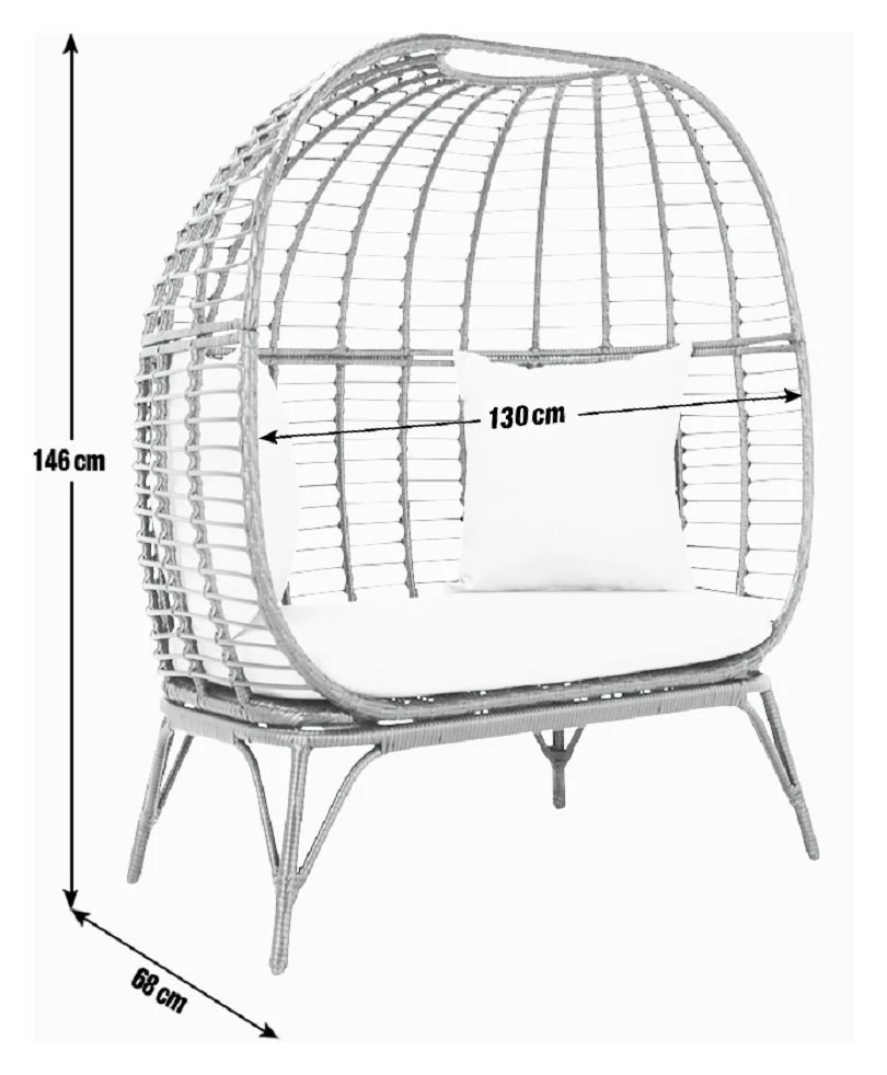 Habitat Kora 2 Seater Egg Bench - Black 5 Habitat Kora 2 Seater Egg Bench - Black - Image 3