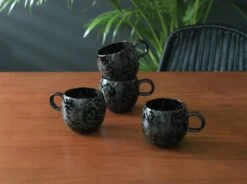 Habitat Set Of 4 Preto Stoneware Mugs -Habitat 9310784 R Z001C