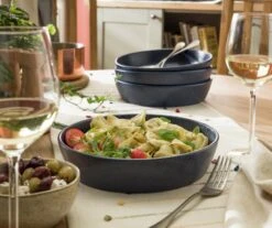 Habitat Addison 4 Piece Stoneware Pasta Bowls - Blue -Habitat 9311570 R Z001C