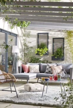 Habitat 5 Seater Rattan Effect Garden Corner Sofa Set - Grey -Habitat 9397673 R Z016C