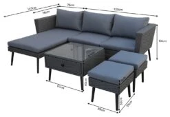Habitat 5 Seater Rattan Effect Garden Corner Sofa Set - Grey -Habitat 9397673 R Z020A